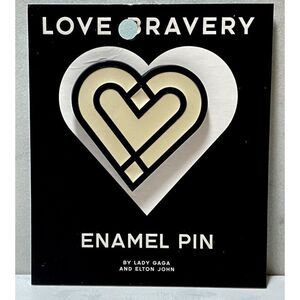 Love Bravery Enamel Heart Pin by Lady Gaga & Elton John Limited Edition NEW